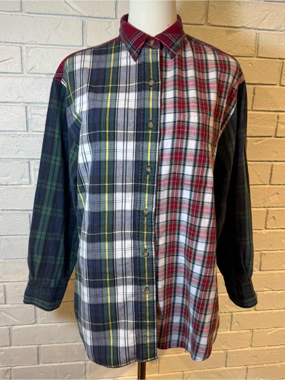 Vintage 90s Copper Key Plaid Button Up Shirt Womens S